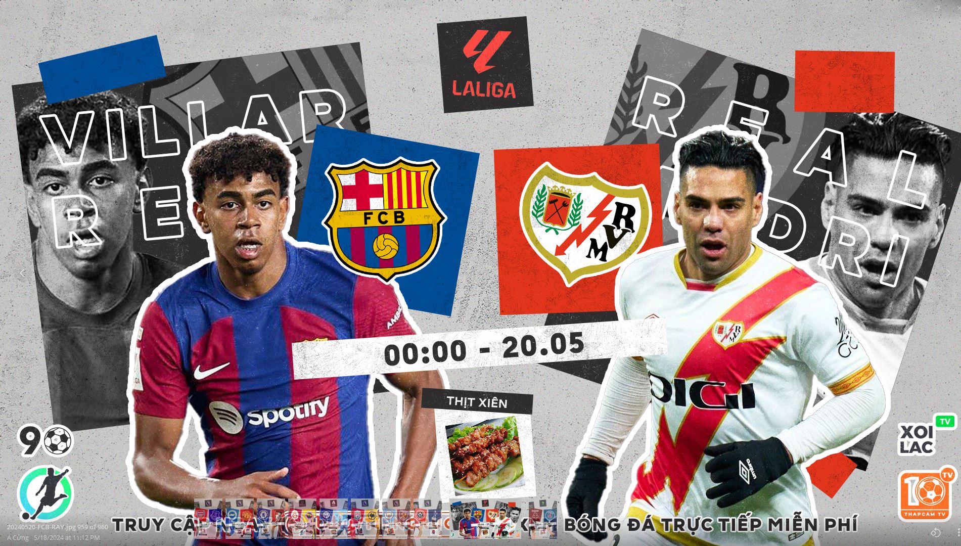 Highlights Barcelona vs Rayo Vallecano | BLV Thịt Xiên | 20.5.24